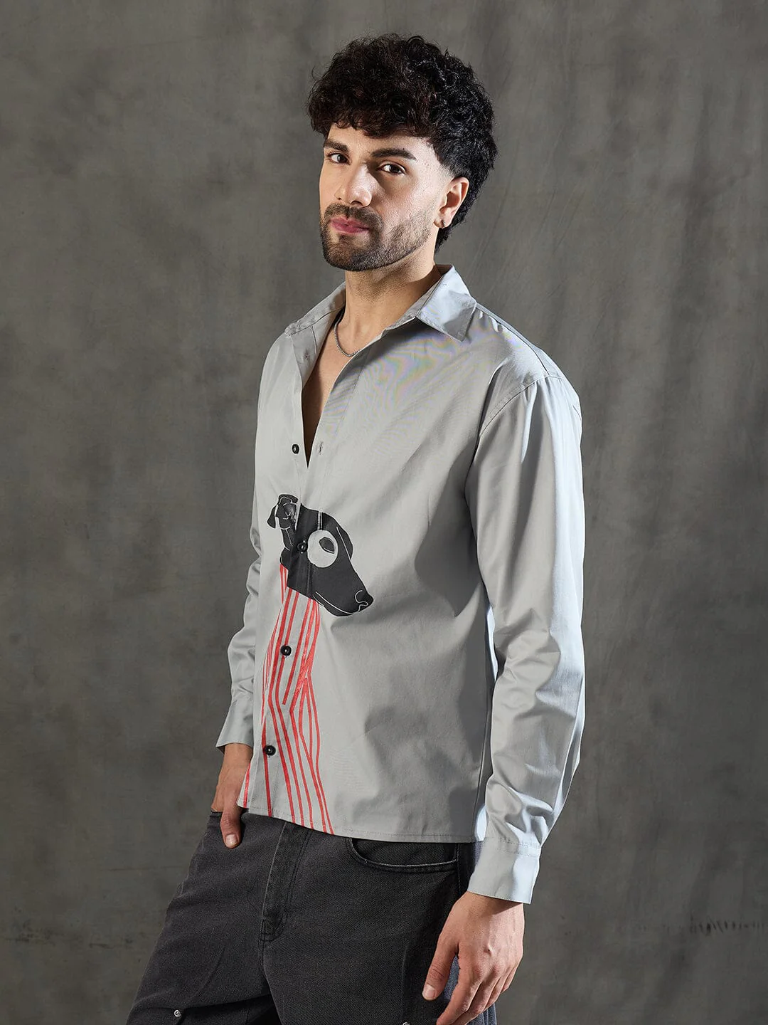 Steel Grey Dog Graphic Longsleeve Shirt - Image 2