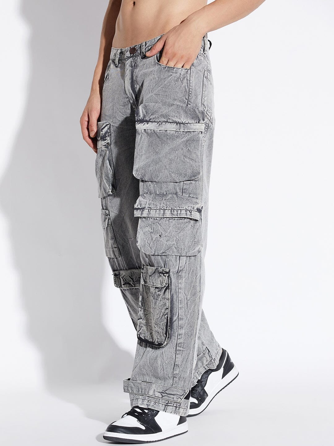 Stone Washed Baggy Cargo Pants - Image 2