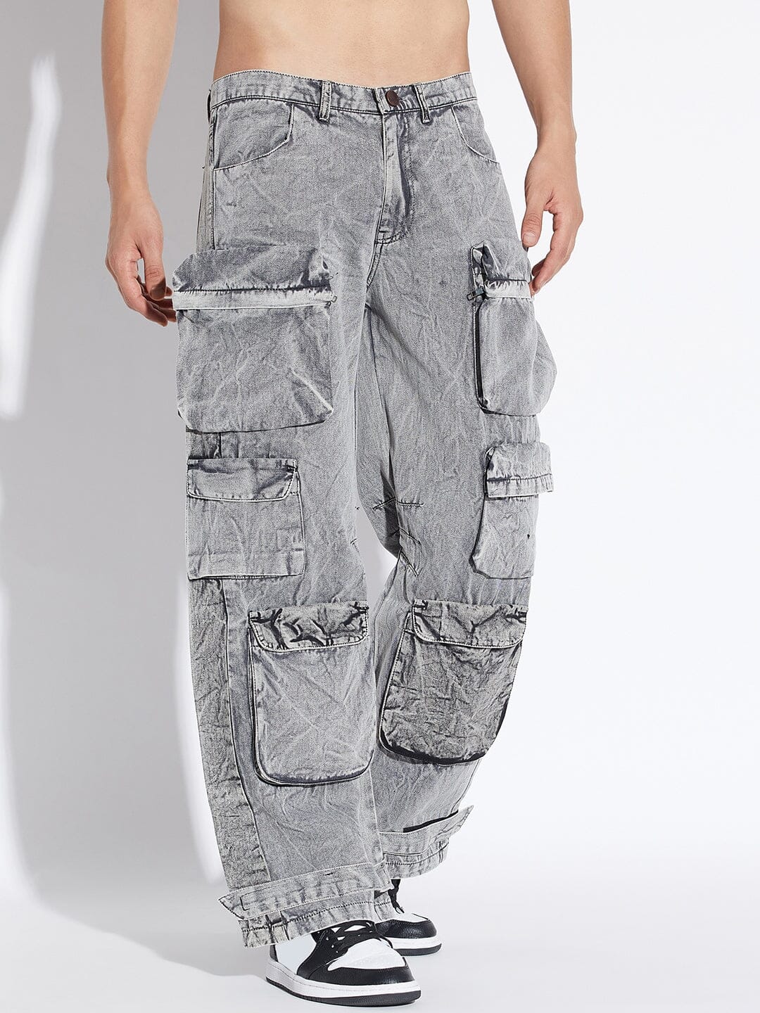 Stone Washed Baggy Cargo Pants - Image 3