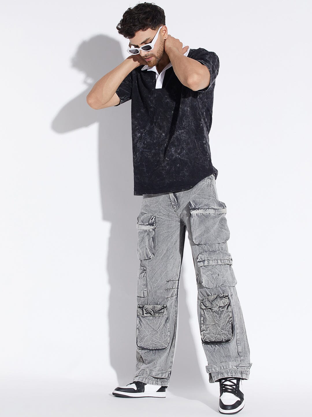Stone Washed Baggy Cargo Pants - Image 5