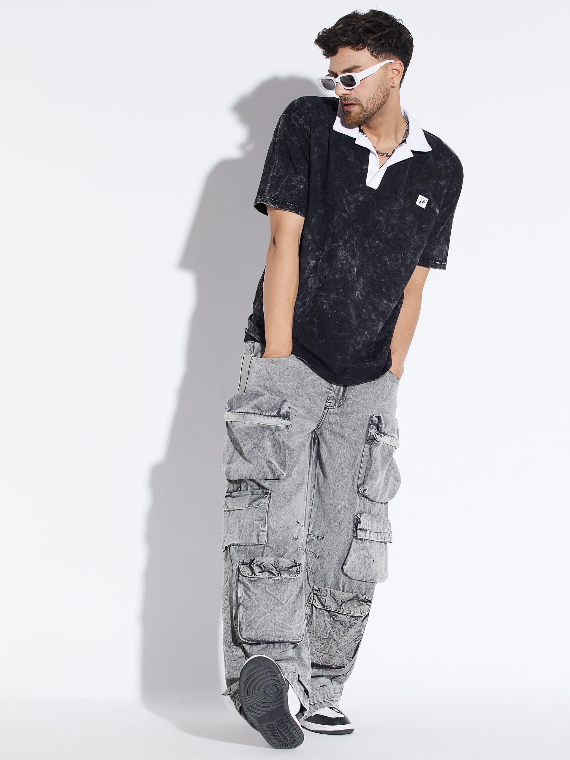 Stone Washed Baggy Cargo Pants - Image 7
