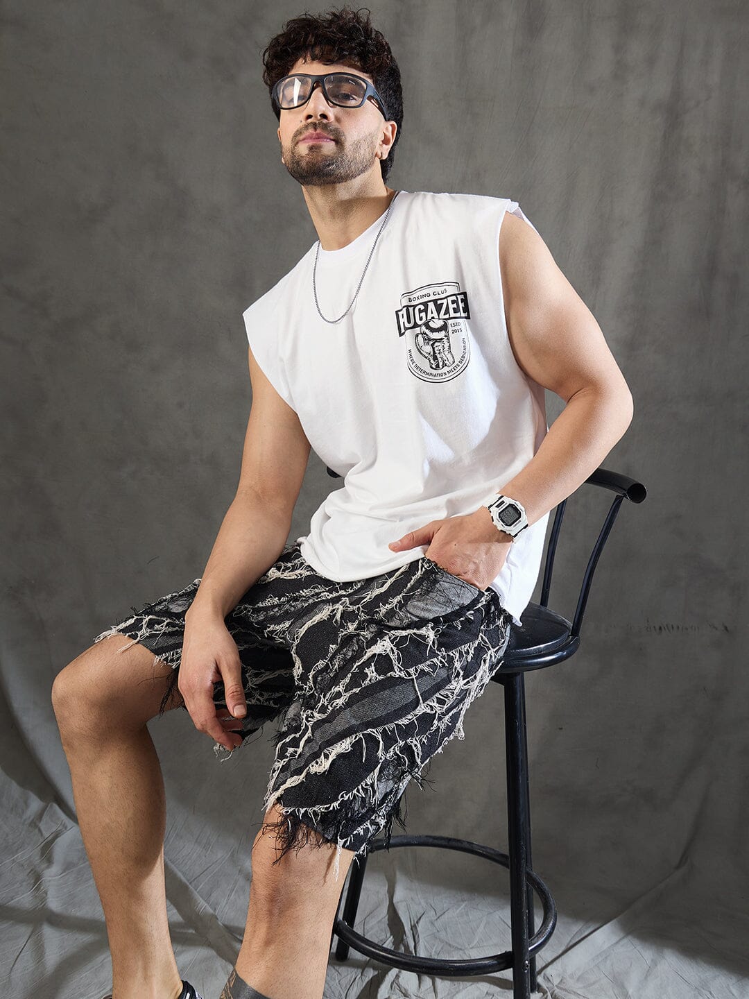 White Boxing Club Gym Tank Tshirt - Image 3