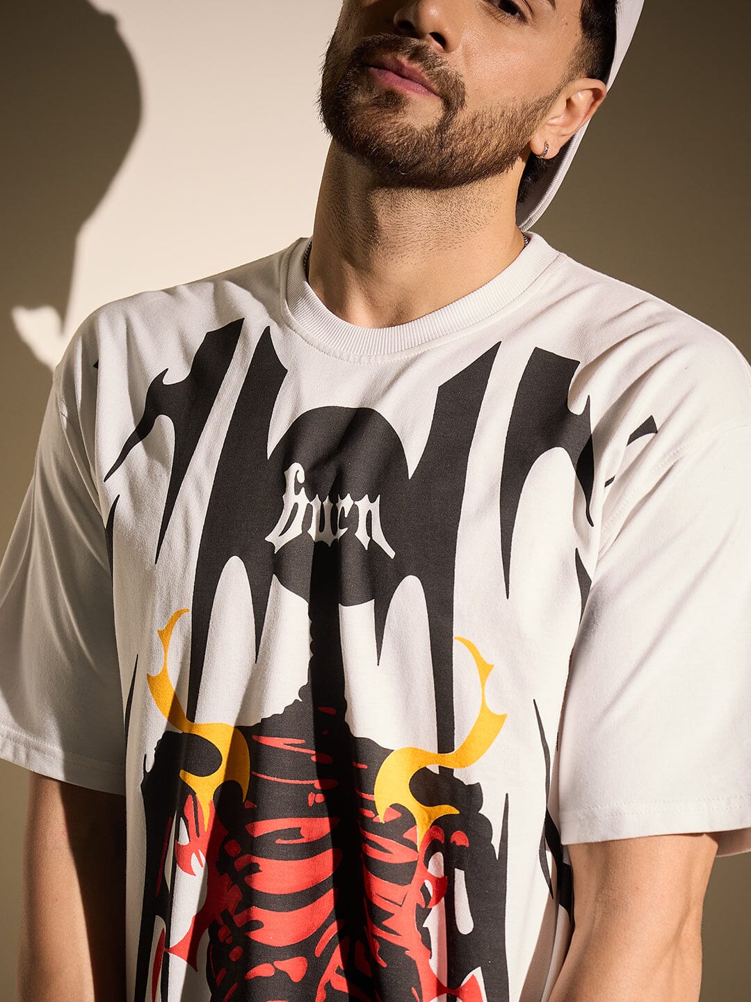 White Burn Graphic Oversized Tshirt - Image 5