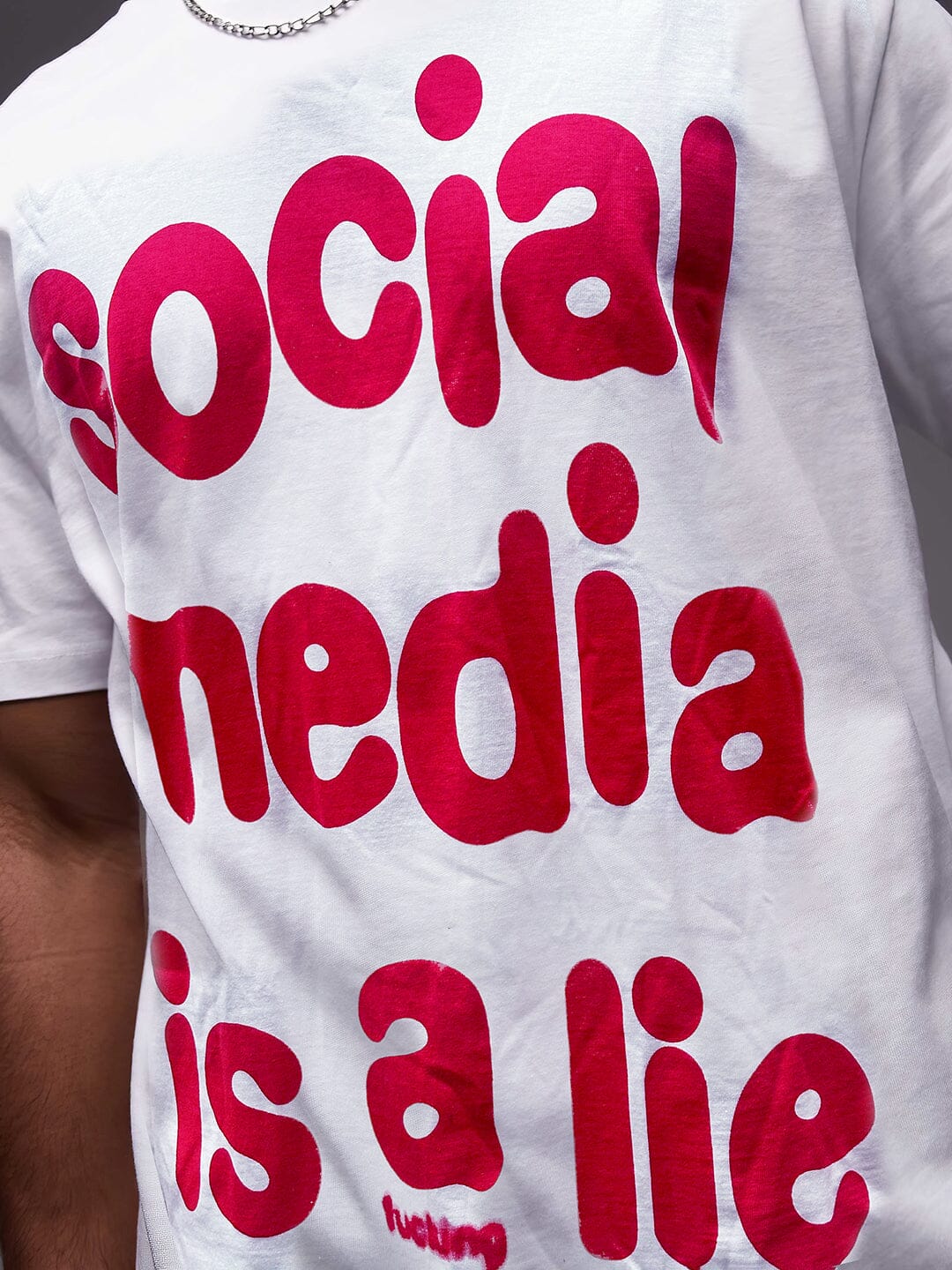 White Social Media Oversized Tshirt - Image 3