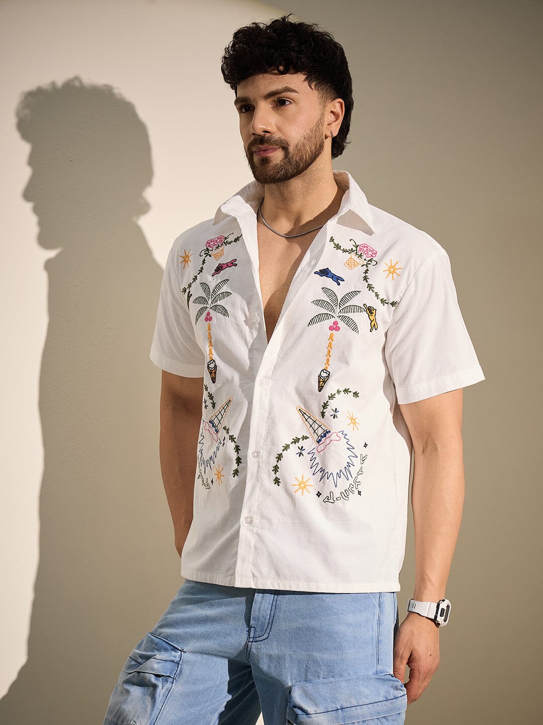 White Summer Embroidery Shirt - Image 2