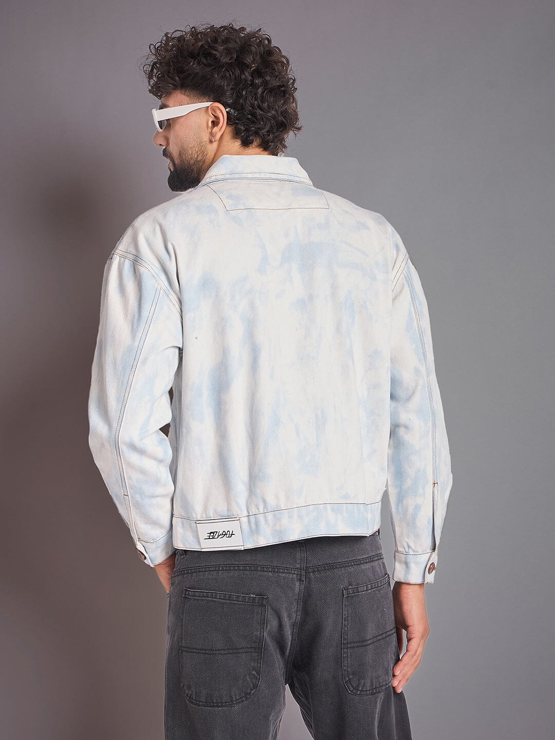 White Vintage Wash Denim Jacket - Image 6