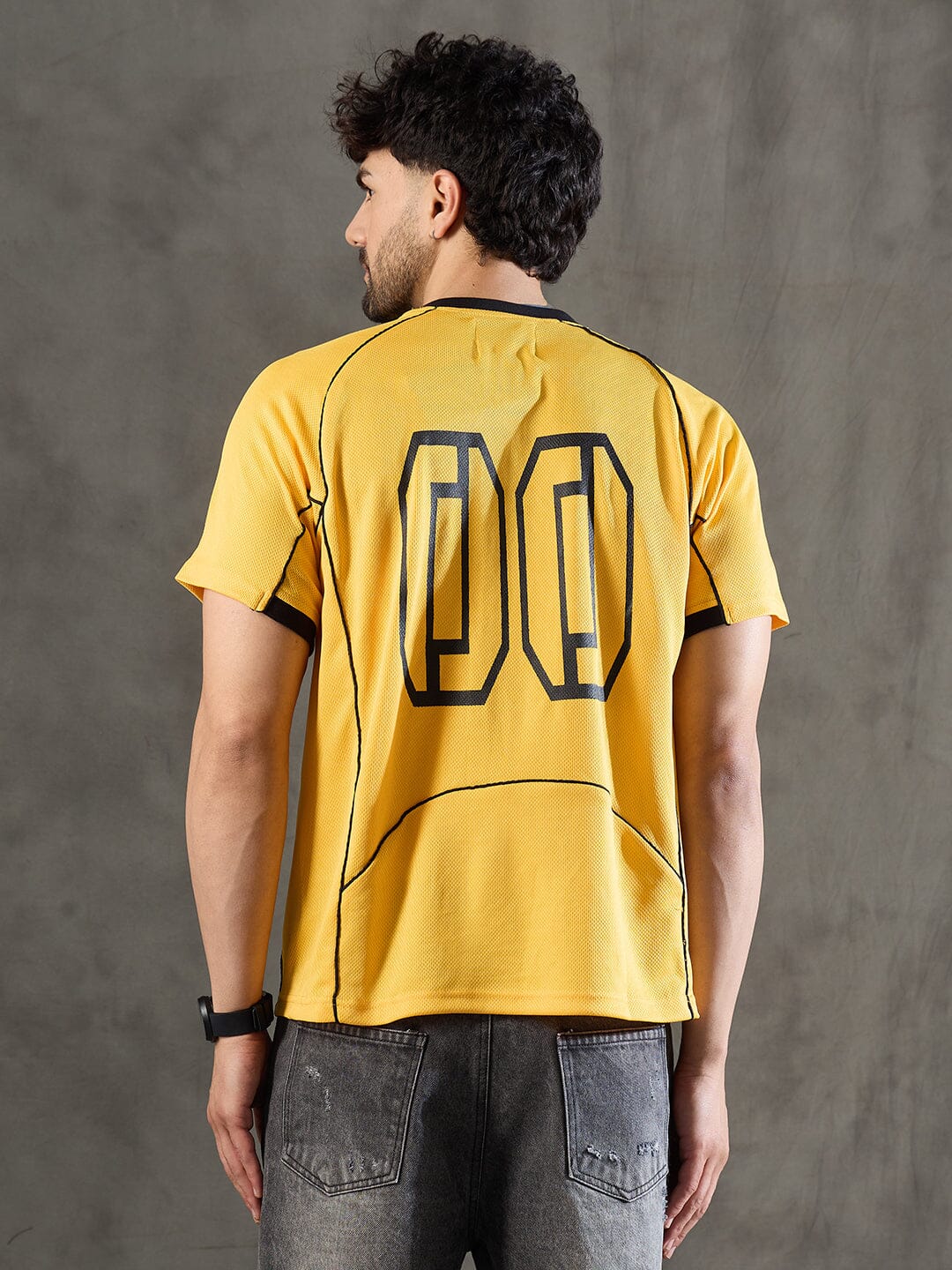 Yellow Cut and Sew Sporty Jersey Tshirt - Image 3