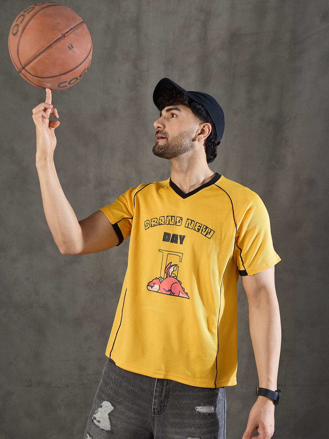 Yellow Cut and Sew Sporty Jersey Tshirt - Image 4