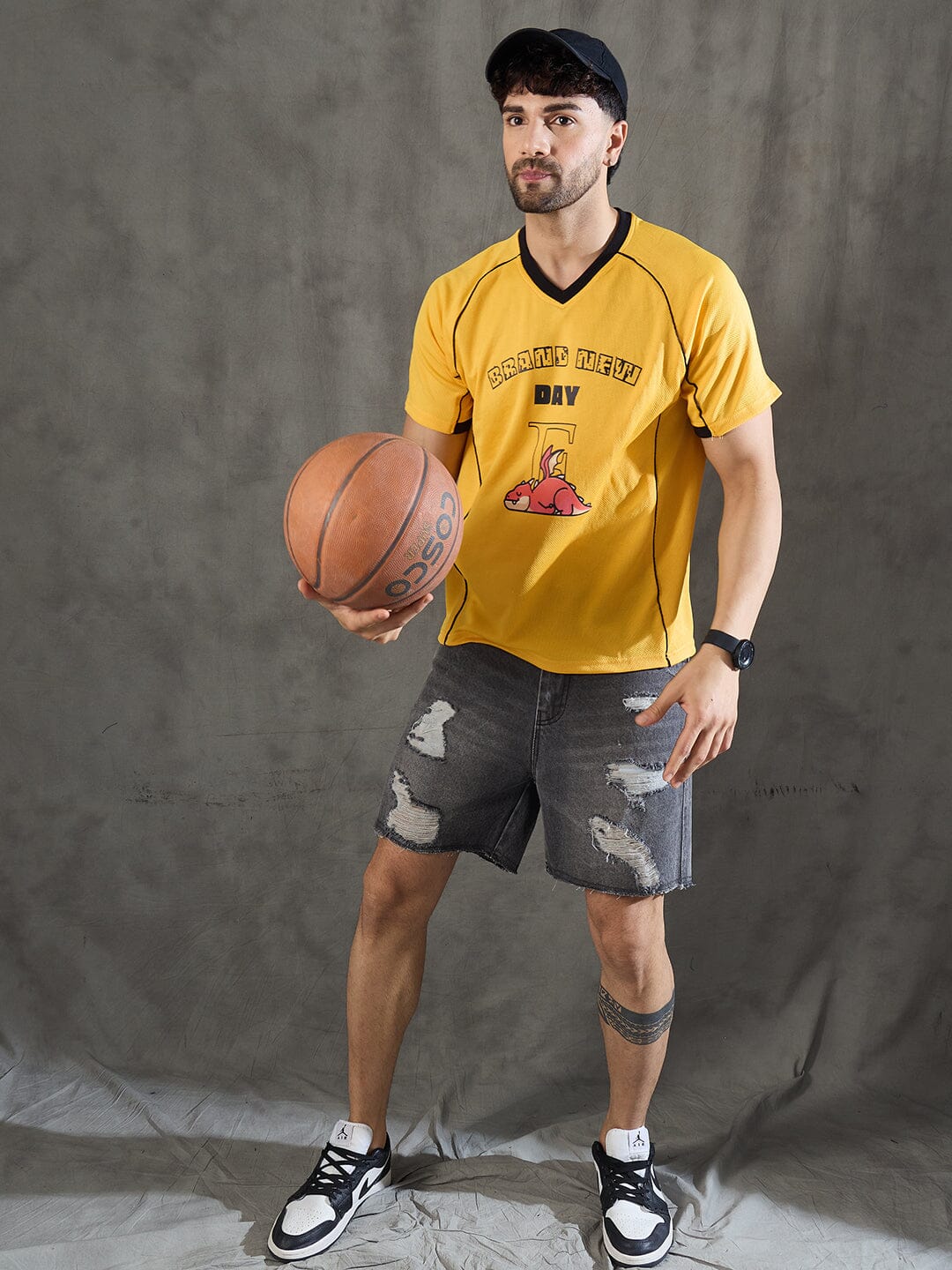 Yellow Cut and Sew Sporty Jersey Tshirt - Image 5