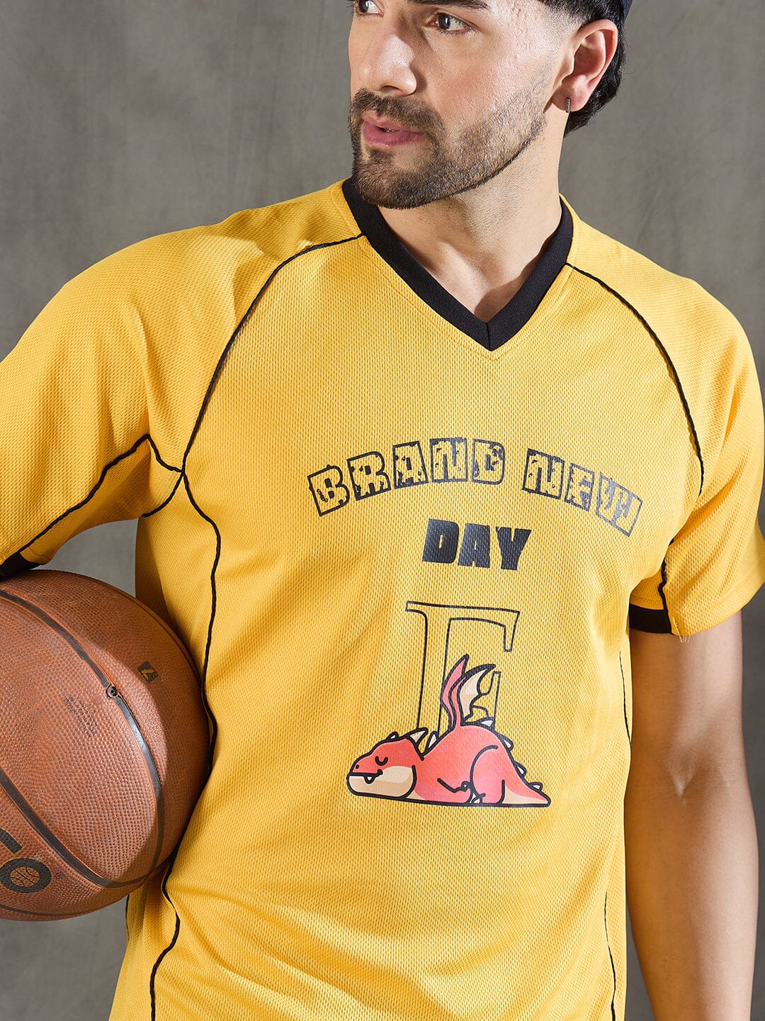 Yellow Cut and Sew Sporty Jersey Tshirt - Image 7